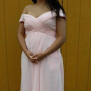 Pink Chiffon Floor Length Bridesmaid Dress